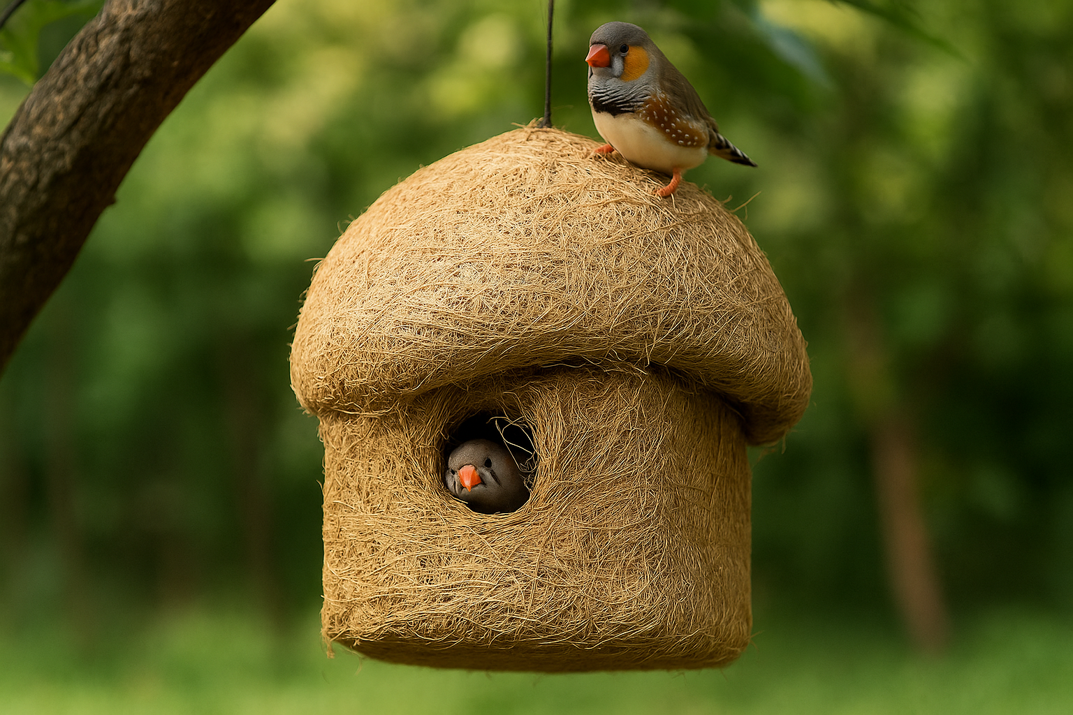 Give Birds a Loving Home – Eco-Friendly Birdhouses (Grass & Coconut Variants)