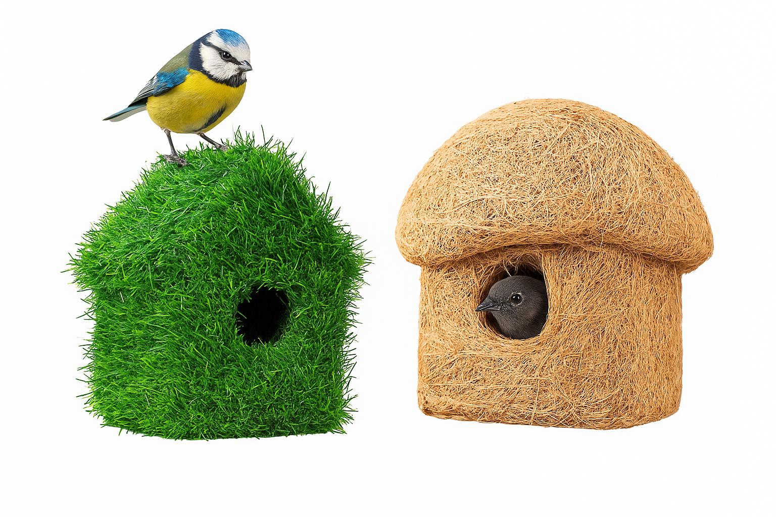 Give Birds a Loving Home – Eco-Friendly Birdhouses (Grass & Coconut Variants)