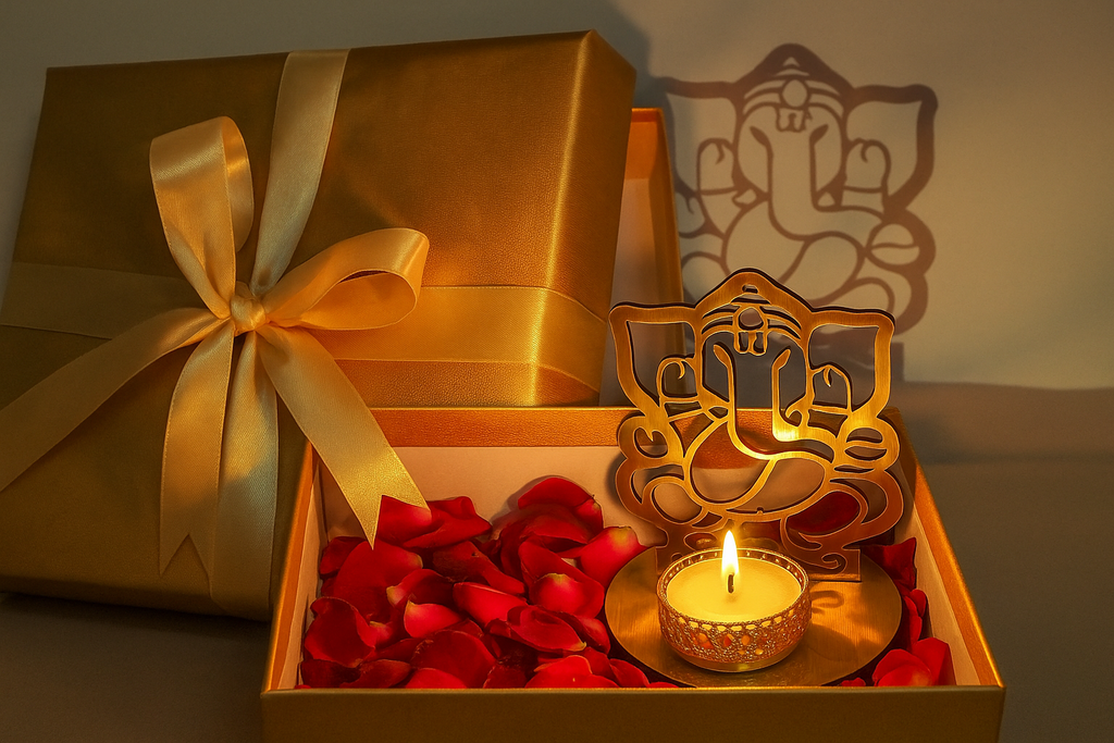 Premium Ganesha Shadow Tea Light Diya Holder for Positive Energy, Décor, and Gifting