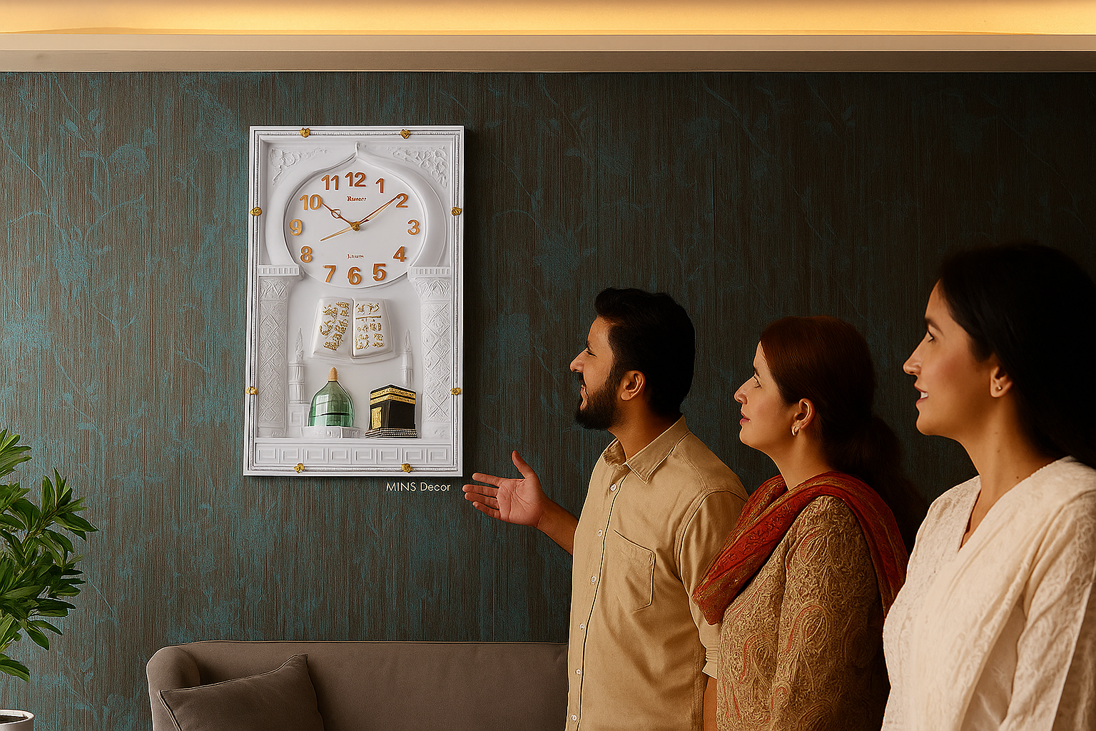 Islamic Wall Clock with Kaaba & Madina Design | Spiritual Home Decor & Gift – MINS Decor