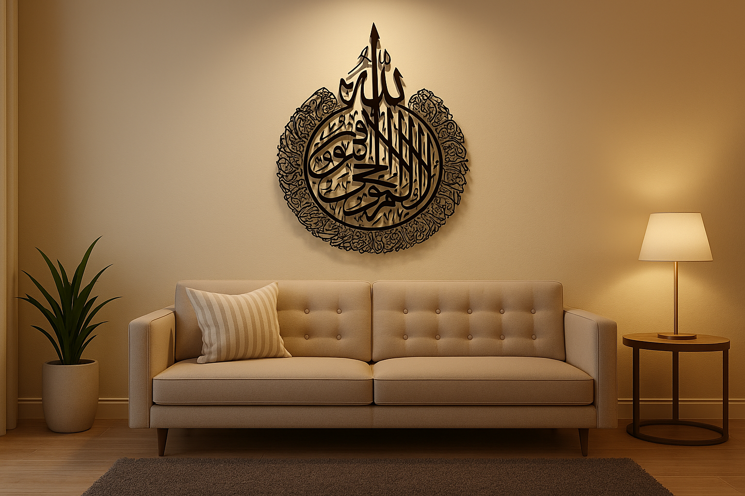 Elegant Black Arabic Calligraphy Wall Art – 2 ft × 3 ft | Premium Spiritual Decor