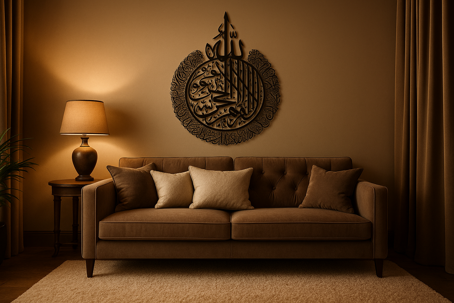Elegant Black Arabic Calligraphy Wall Art – 2 ft × 3 ft | Premium Spiritual Decor