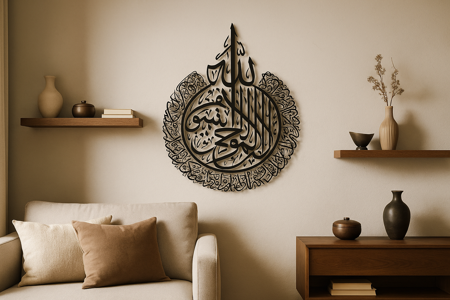 Elegant Black Arabic Calligraphy Wall Art – 2 ft × 3 ft | Premium Spiritual Decor