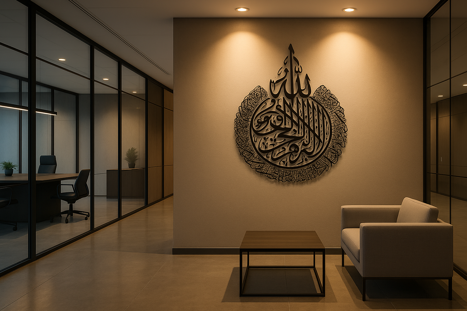 Elegant Black Arabic Calligraphy Wall Art – 2 ft × 3 ft | Premium Spiritual Decor