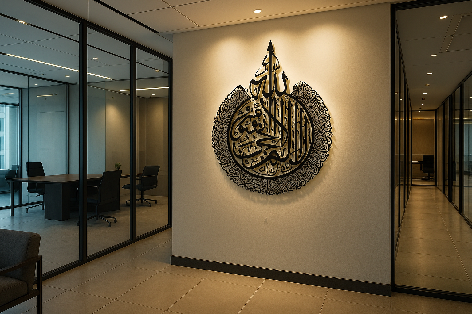 Elegant Black Arabic Calligraphy Wall Art – 2 ft × 3 ft | Premium Spiritual Decor