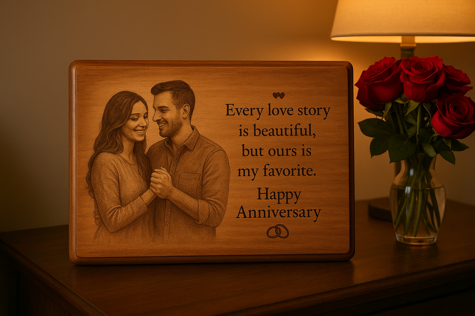 Personalized Engraved Wooden Plaque – Custom Photo & Message Gift