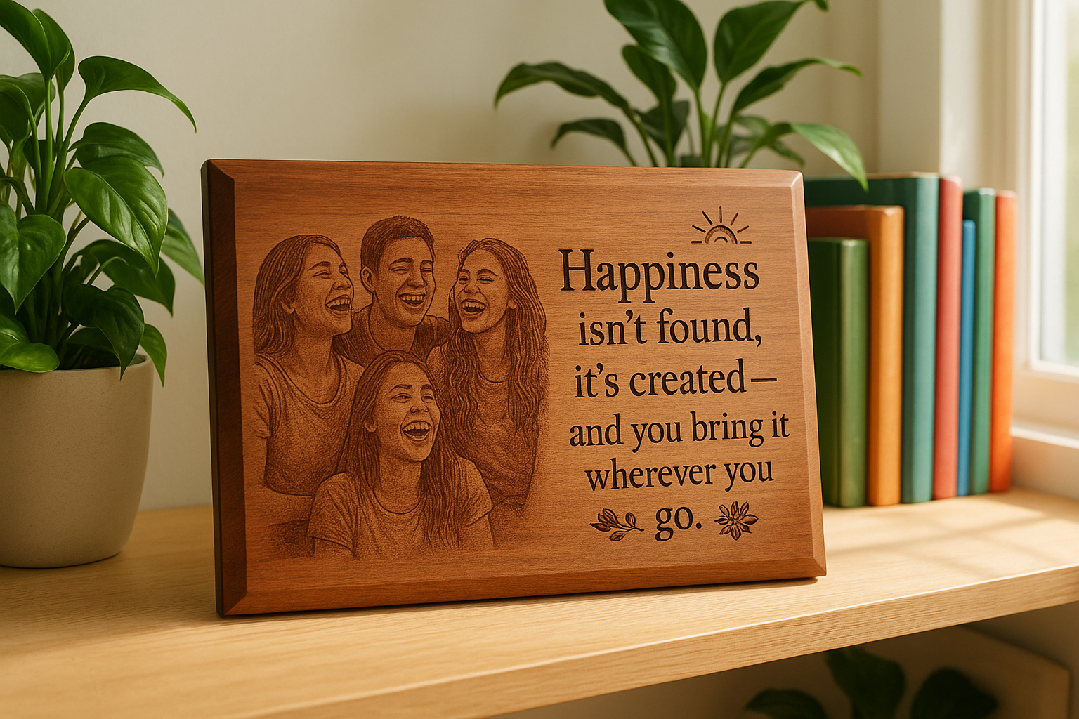 Personalized Engraved Wooden Plaque – Custom Photo & Message Gift
