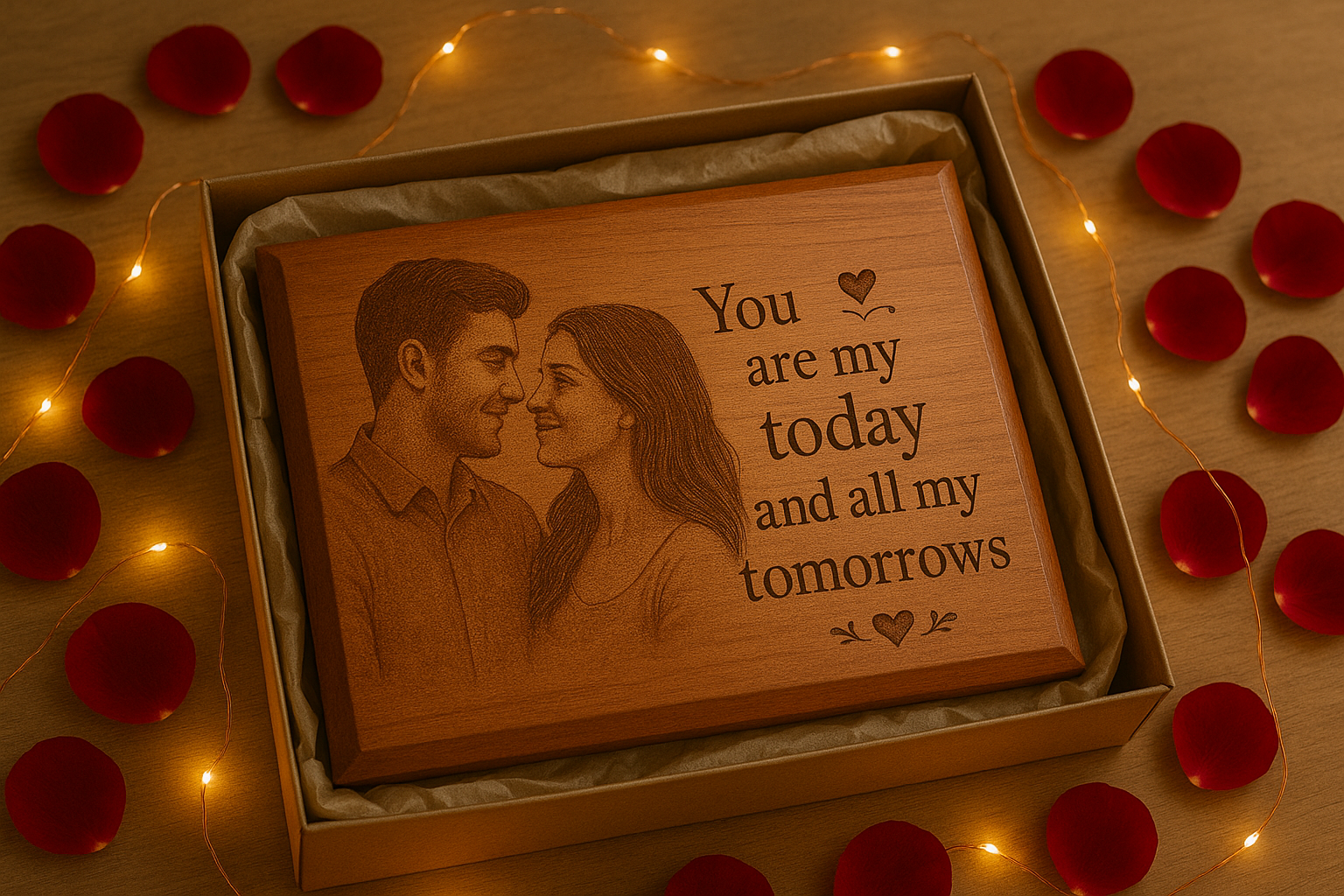 Personalized Engraved Wooden Plaque – Custom Photo & Message Gift